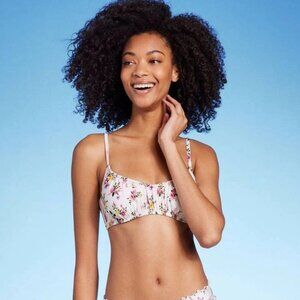 Floral Bikini Top Underwire Adjustable Straps Removable Pads